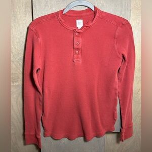 Gap Waffle Rust Red Cotton Long sleeve Henley XS